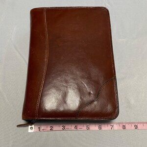 Italian Leather Zippered Portfolio Binder With Notepad & Card Slots